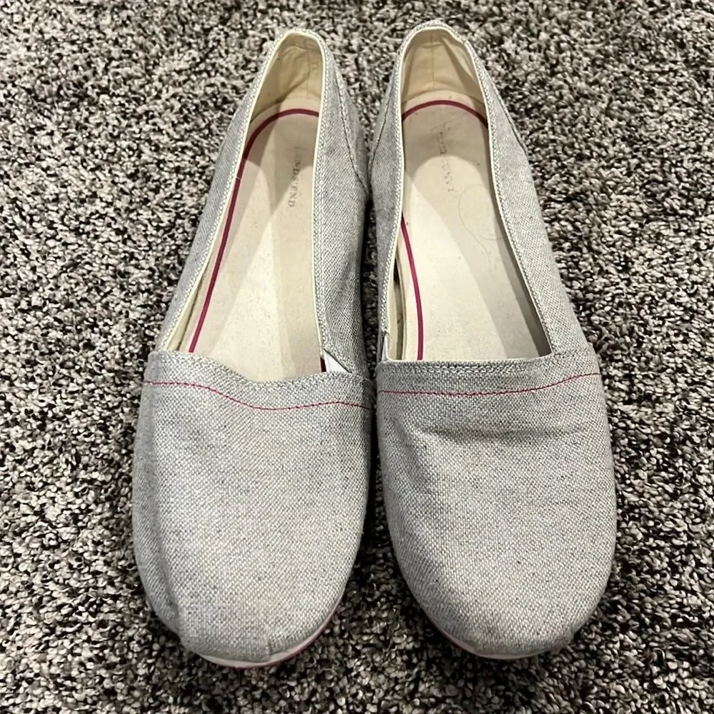 🌸 Lands' End Recycled Espadrilles | Gray Pink White | Like New! 🌿